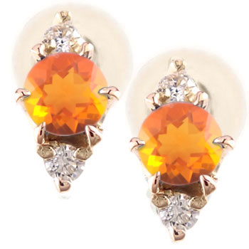 18金 ピアス ファイアーオパールピアス ファイヤーオパールピアス ダイヤモンド ピンクゴールドk18 10月誕生石 スタッドピアス 18k レディース