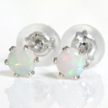 かざり屋 ジュエリー 30代 40代 50代 【最短発送】 オパール ピアス プラチナ スタッドピアス 10月の誕生石 レディース メンズ