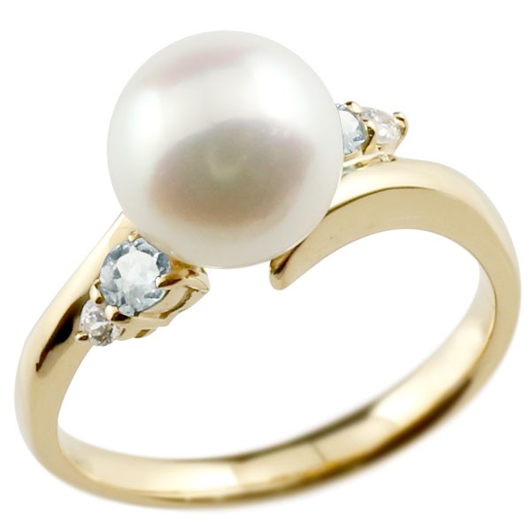 高評価の贈り物 18金 真珠 指輪 パール イエローゴールドk18 アクア