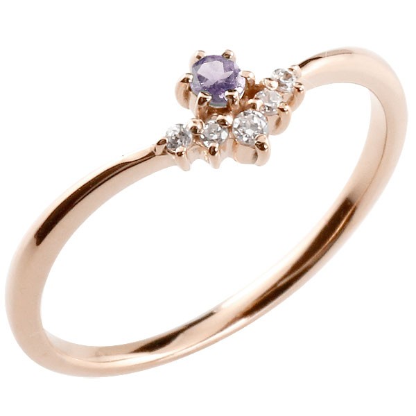 楽天市場】18金 リング 重ね付け ダイヤモンドアメジスト ピンク