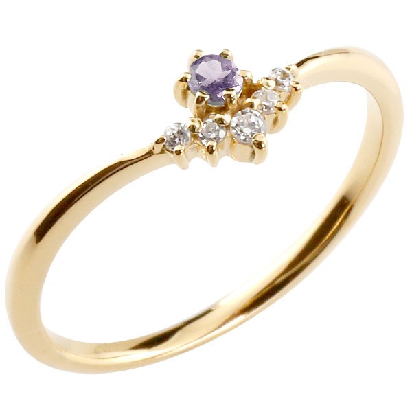 楽天市場】18金 リング 重ね付け ダイヤモンドアメジスト ピンク