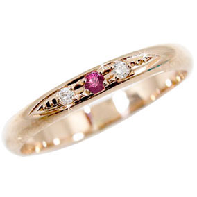 楽天市場】18金 リング ルビー ダイヤモンド ピンキーピンクゴールド