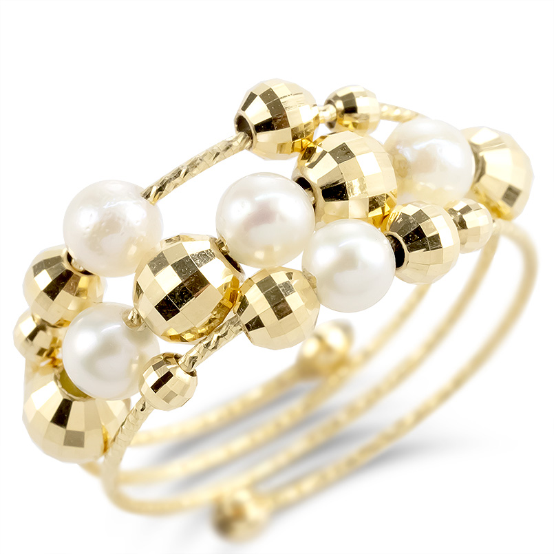 楽天市場】18金 リング レディース フリーサイズ 3連 アコヤ真珠