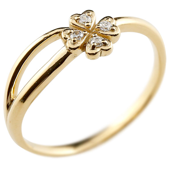 楽天市場】18金 リング クローバー 四葉 ダイヤモンド ダイヤ シンプル