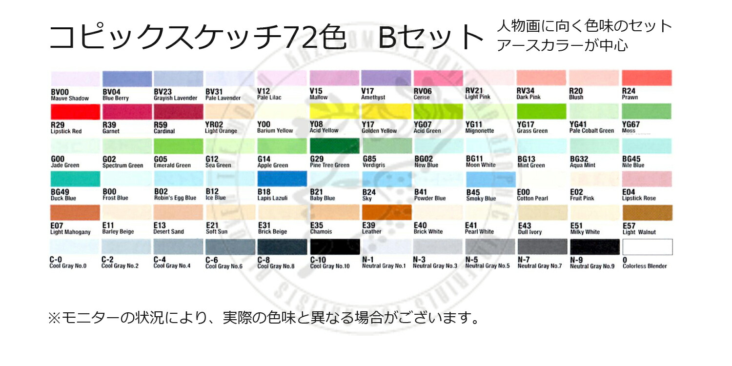 楽天市場】コピックスケッチ 144色セット (72A+72B) ケース無し