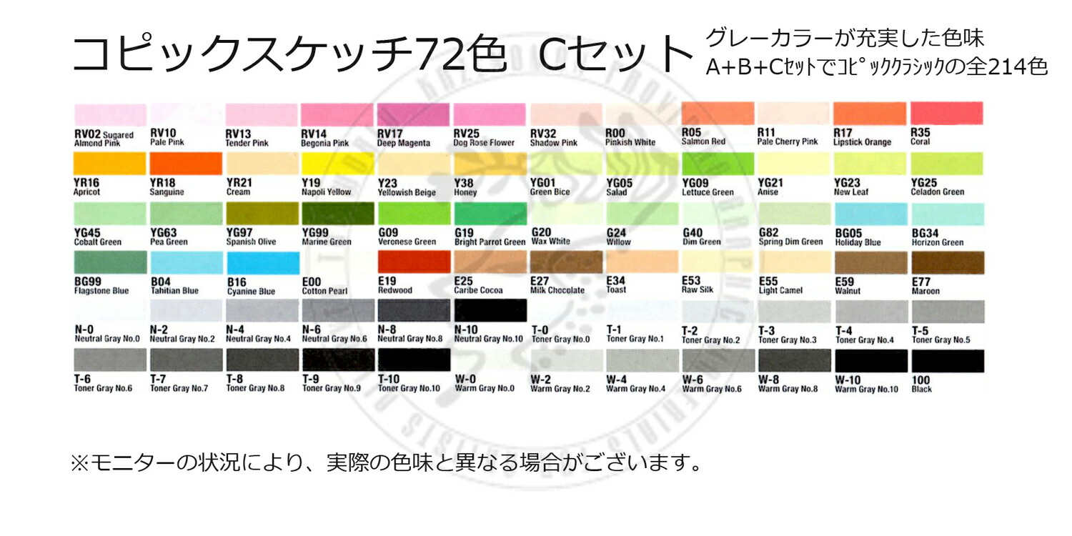 コピックスケッチ 72Cセット　ケース無し　Copic sketch 72C collors w/o case 24,716円