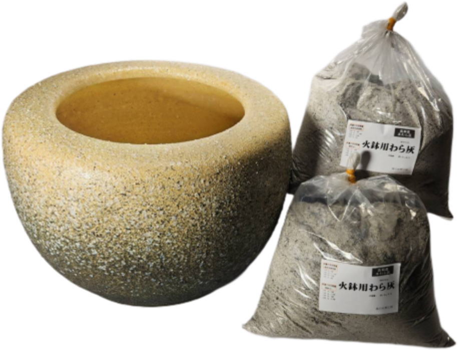楽天市場】白砂火鉢 15号 高級本わら灰付 10L（信楽焼き・陶器・火鉢