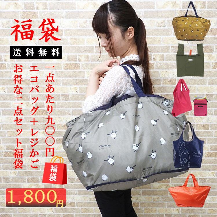 楽天市場 メール便送料無 福袋 21 レディース バッグ エコバッグ 2点セット レジかごバッグ エコ バッグ福袋 トートバッグ メンズ レジカゴ レジかご 折りたたみ コンパクト トート 大きめ 小さめ 激安 初売り 安い ハッピーバッグ まとめ買い 買い物バッグ 父の日
