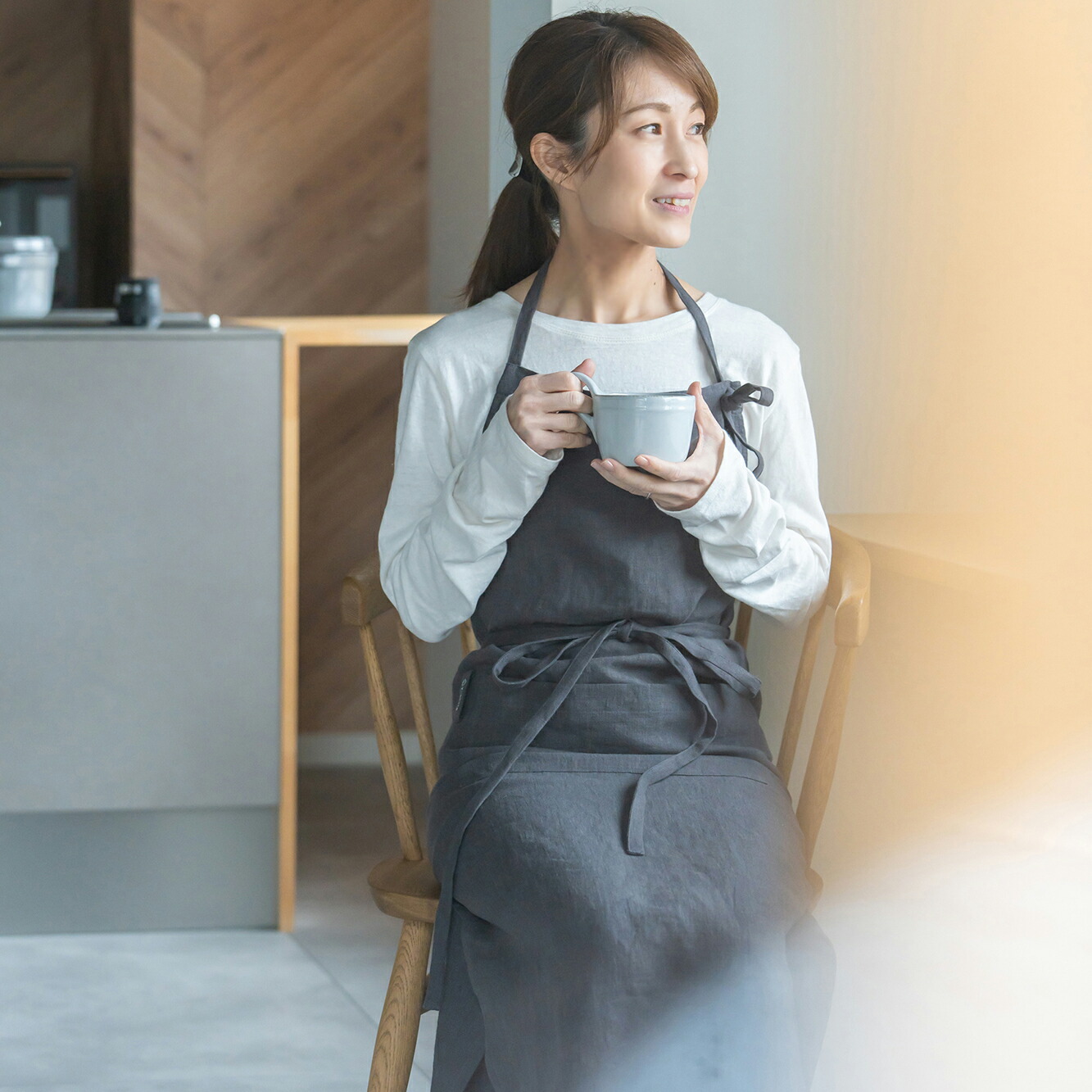 フランス産 リネン 100% エプロン 麻 Y-Style 素材にこだわった