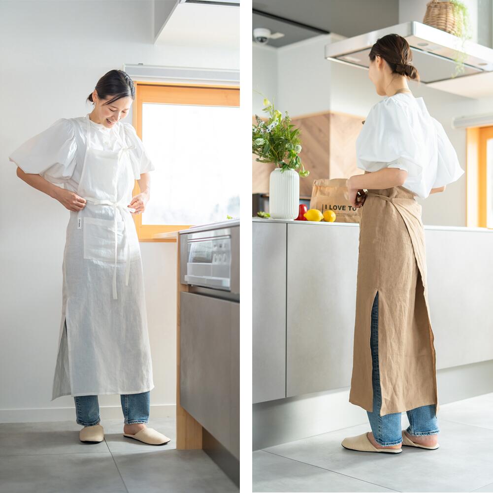 フランス産 リネン 100% エプロン 麻 Y-Style 素材にこだわった
