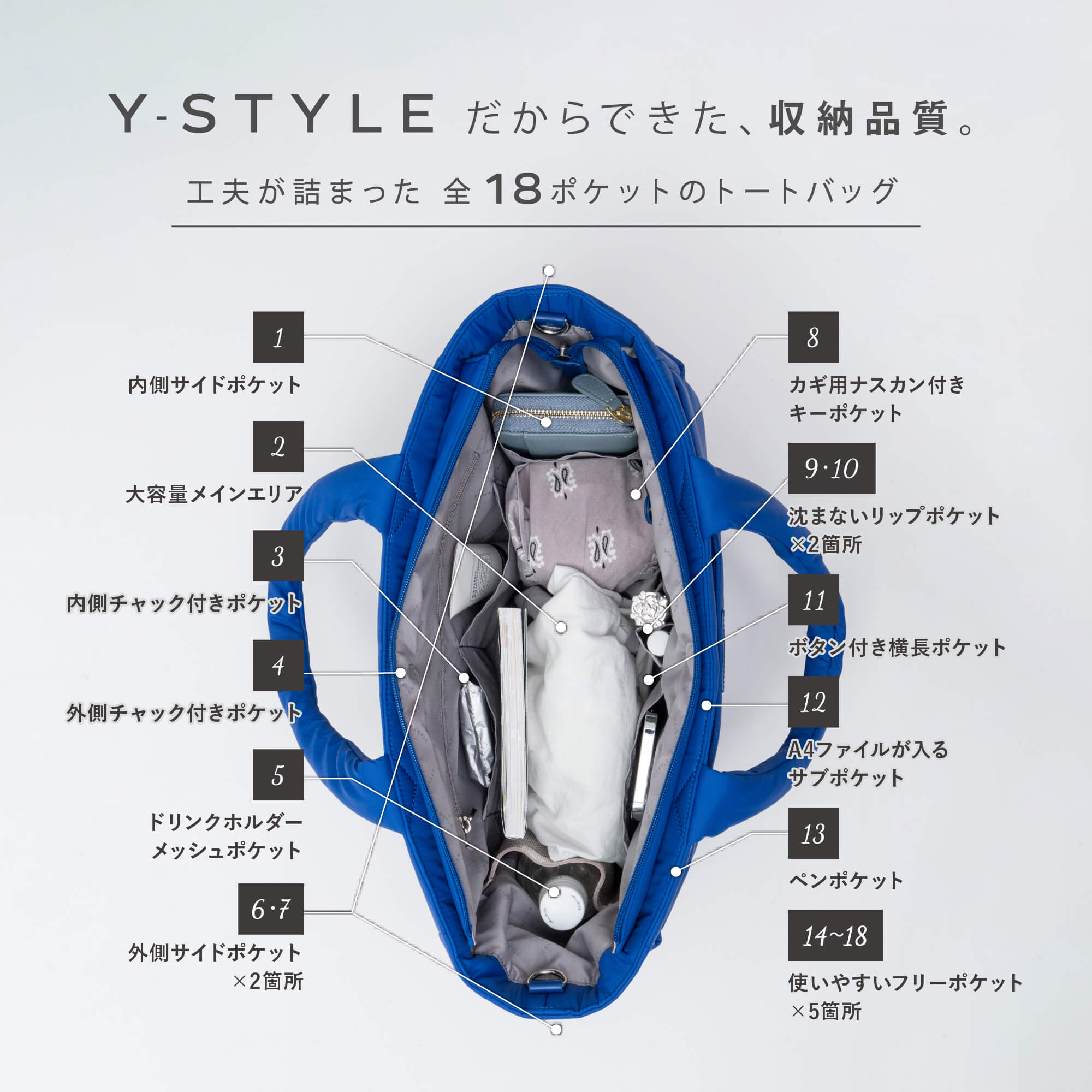 Y-STYLE 魔法の収納 ボンディング トートバッグ L 軽い レディース 
