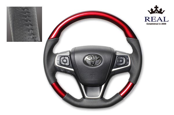 【 エスティマ ハイブリッド　AHR20W 用 】 レアル ステアリング オリジナルシリーズ (パールレッド)　品番： R80-RDW-BK　(REAL Steering 純正交換タイプ) ※送料無料 (沖縄県および離島は除く) 29,099円