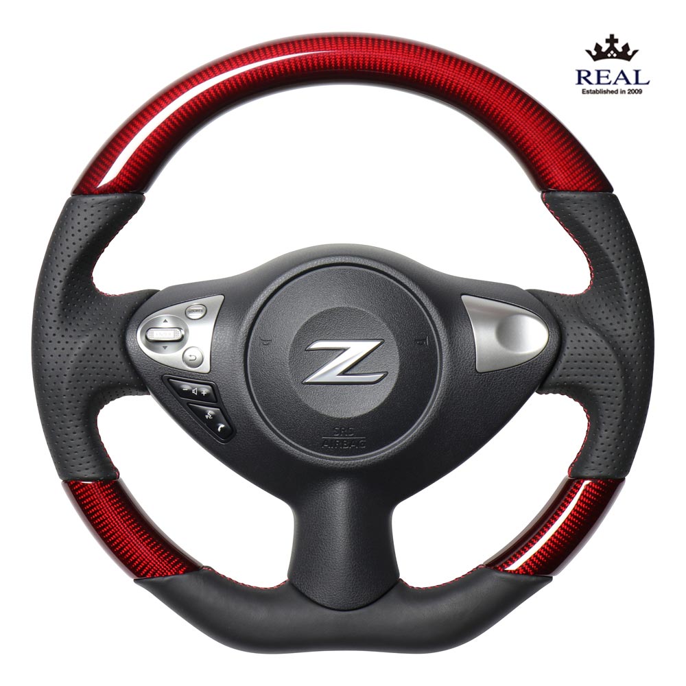新品・未使用 アクリル メッキ ステアリング 340mm REAL レアル ステアリング オールレザー (ブラックユーロステッチ