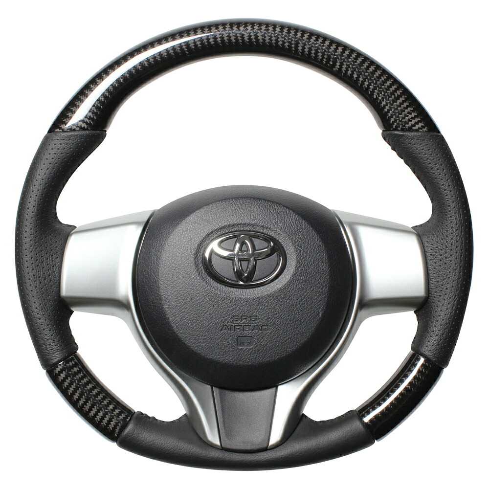 ヴィッツ / ヴィッツ“GR SPORT” NSP130, NCP131, KSP130, NHP130, NSP135用 レアル ステアリング オリジナルシリーズ (ブラックカーボン) 品番: P130-BKC-BK (REAL Steering 純正交換タイプ) ※送料無料 (沖縄県および離島は除く)|KAZOON