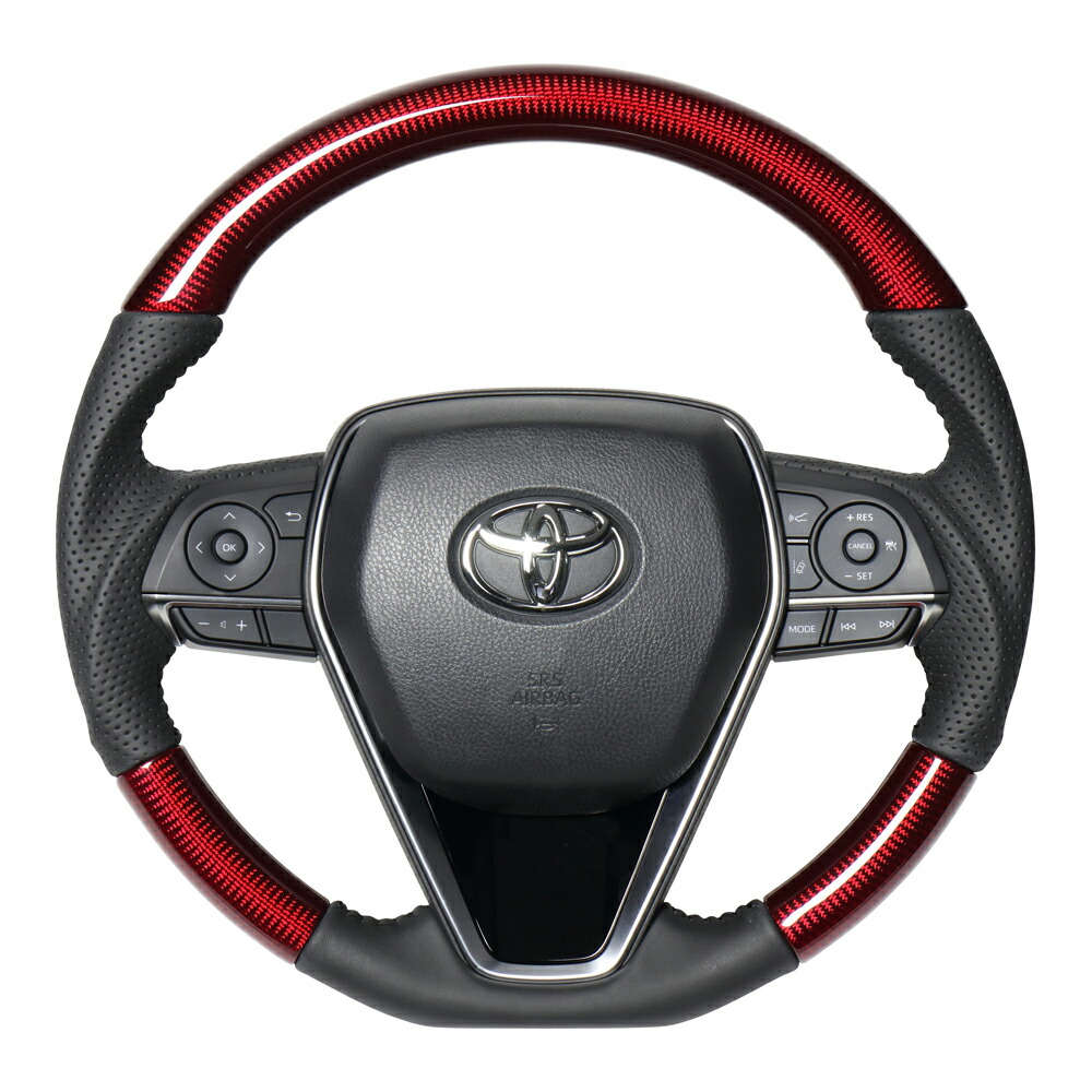 TOYOTA カムリ　AXVH70 / AXVH75用 レアル ステアリング オリジナルシリーズ　レッドカーボン (ブラックステッチ)　品番： TYA-RDC　(REAL Steering 純正交換タイプ) ※送料無料 (沖縄県および離島は除く)