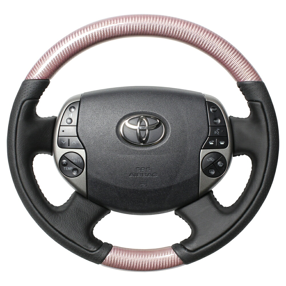 【 プリウス　NHW20 用 】 レアル ステアリング オリジナルシリーズ / プラチナピンクカーボン　品番： 20-1-PC　(REAL Steering 純正交換タイプ)