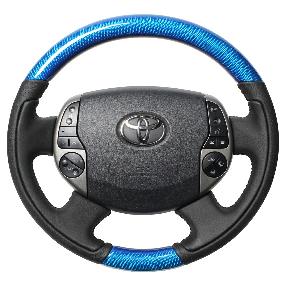 【 プリウス　NHW20 用 】 レアル ステアリング オリジナルシリーズ / プラチナブルーカーボン　品番： 20-1-BLC　(REAL Steering 純正交換タイプ)