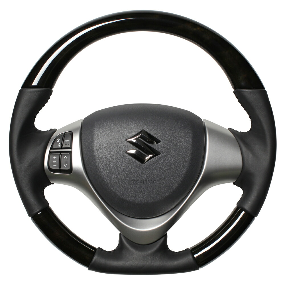 SUZUKI ワゴンR / ワゴンR スティングレー　MH34S, MH44S (H24.9～H29.2)用 レアル ステアリング オリジナルシリーズ　ブラックウッド (ブラックステッチ) MR31-BKW-BK　(REAL 正規品 車種別専用 純正交換タイプ Steering) 送料無料 (※沖縄県その他離島は別途送料)