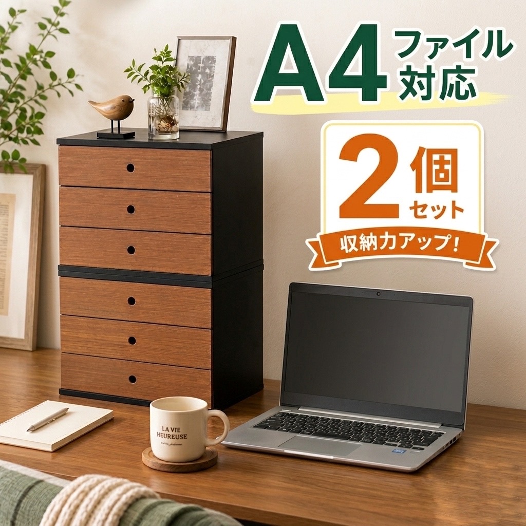 【2個セットでお得】レターケース A4 3段 木製 ブラックXウォルナット 卓上 収納 引き出し 書類整理 アンティーク調 kazu工房 おしゃれ 引き出し 書類ケース 小物入れ 縦 キッチン 収納ボックス 日本製 書類収納 新築祝い 文房具 化粧品収納｜kazu工房