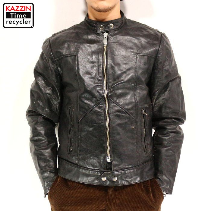Vintage Clothing Kazzin Time Recycler Old Clothes 70s Honda Old Clothes 70s Honda Single Leather Riders Jacket Small Size Black Leatherette Present Gift