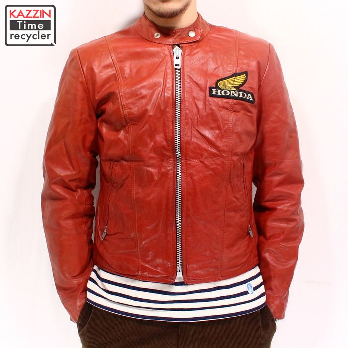 Vintage Clothing Kazzin Time Recycler Honda Brown Honda Brown Present Gift For Old Clothes 80s In Lady S Single Riders Jacket Made The Large Size United States