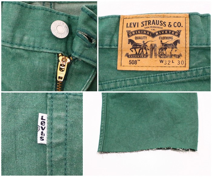 green levi shorts