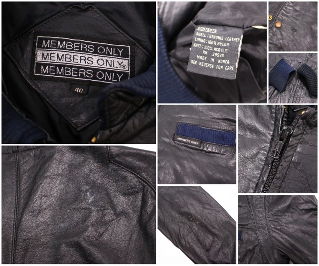 Old Clothes 80s Members Only Single Leatherette Jacket Large Size Black Present Gift