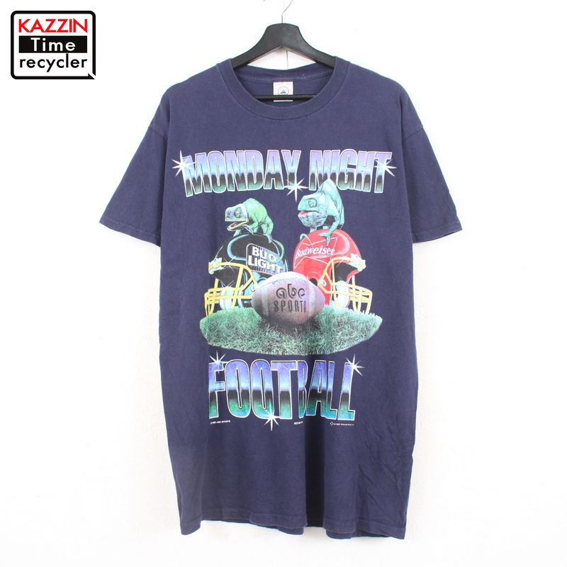 90s マンデーナイトフットボール Monday Night Football Nfl カメレオン プリント 半袖 Tシャツ 古着 表記lサイズ ネイビー Sobolewscy Pl