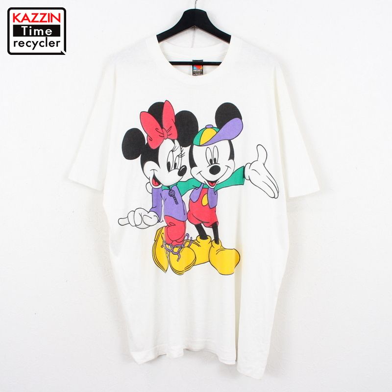 90s Usa製 Disney ミッキーマウス ミニーマウス 半袖 プリント Tシャツ キャラクター 古着 表記one Size Xlサイズ相当 ビッグサイズ オーバーサイズ ホワイト Psicologosancora Es