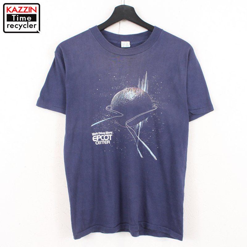 80s Usa製 ディズニー Disney Epcot Center 半袖 プリント Tシャツ 古着 表記mサイズ ネイビー Andapt Com