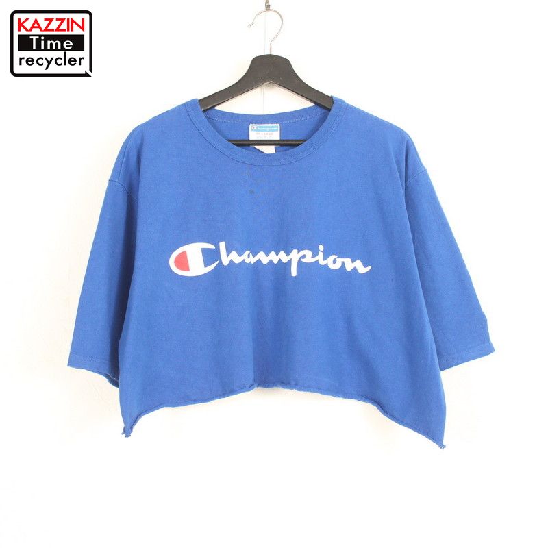 楽天市場 レディース 古着 チャンピオン Champion ロゴプリント 裾カットオフ 半袖tシャツ リメイク ショート丈 表記2xlサイズ ビッグサイズ オーバーサイズ ブルー ぽっきり Vintage古着屋 Kazzintimerecycler