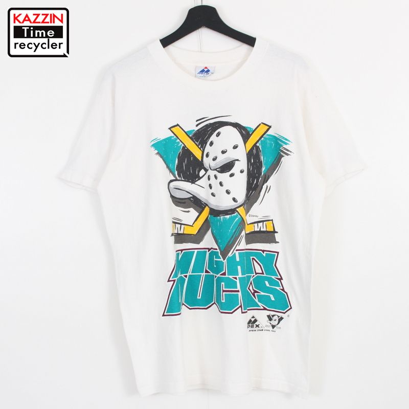 90s Usa製 Mighty Ducks 映画 ディズニー 半袖 シャツ 古着 表記lサイズ ホワイト Ake Djantar Com