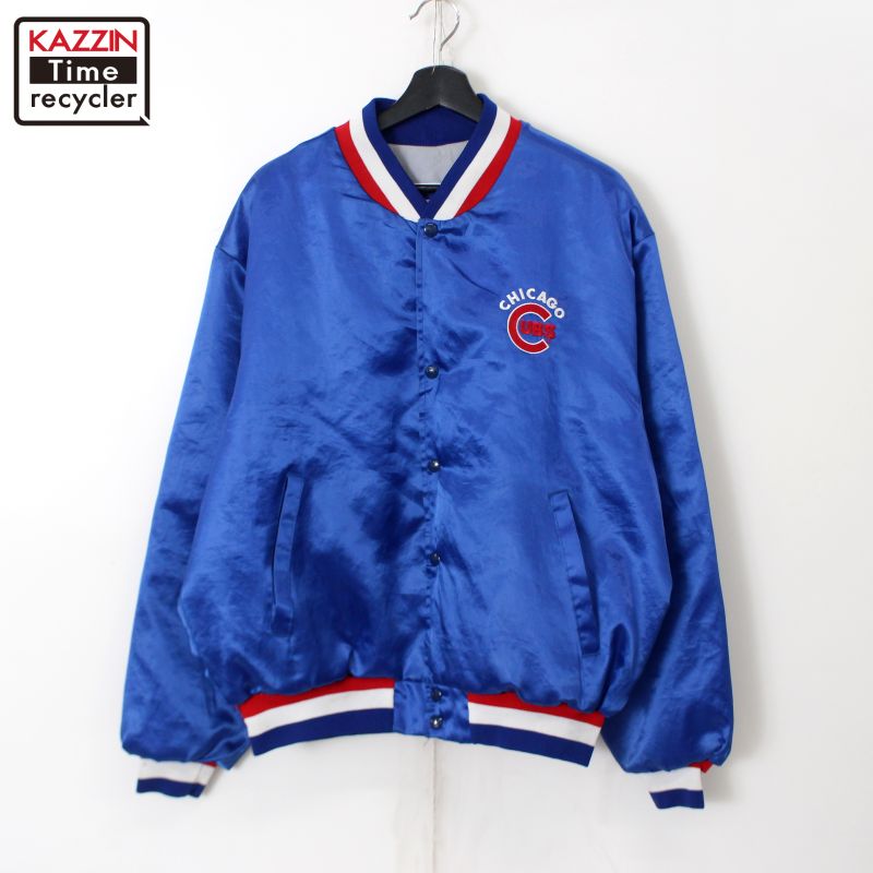 【希少】スターター　MLB　シカゴカブス　刺繍ロゴ　サテン生地　スタジャン90s o7203-2.jpg