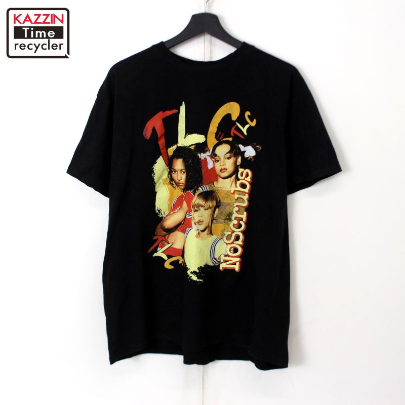【1119】TLCティーエルシーバンドTシャツ半袖黒ブラックMビックシルエット 1119】TLCティーエルシーバンドTシャツ半袖黒ブラックMビック