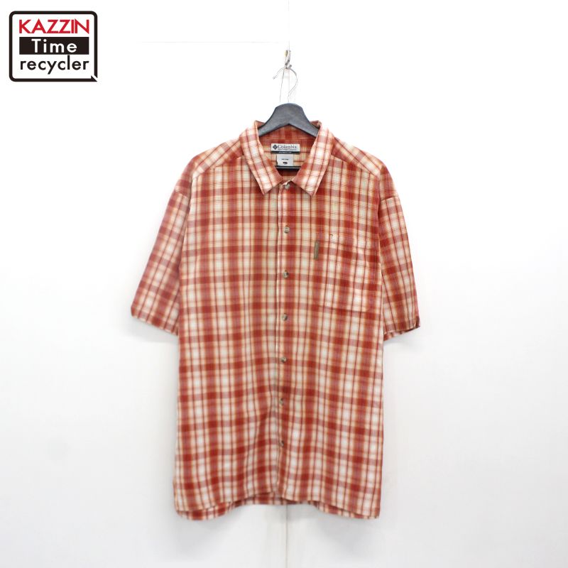 90s Columbia コロンビア チェックシャツ 半袖シャツ L Columbia - 90s Columbia コロンビア シアサッカーオープン