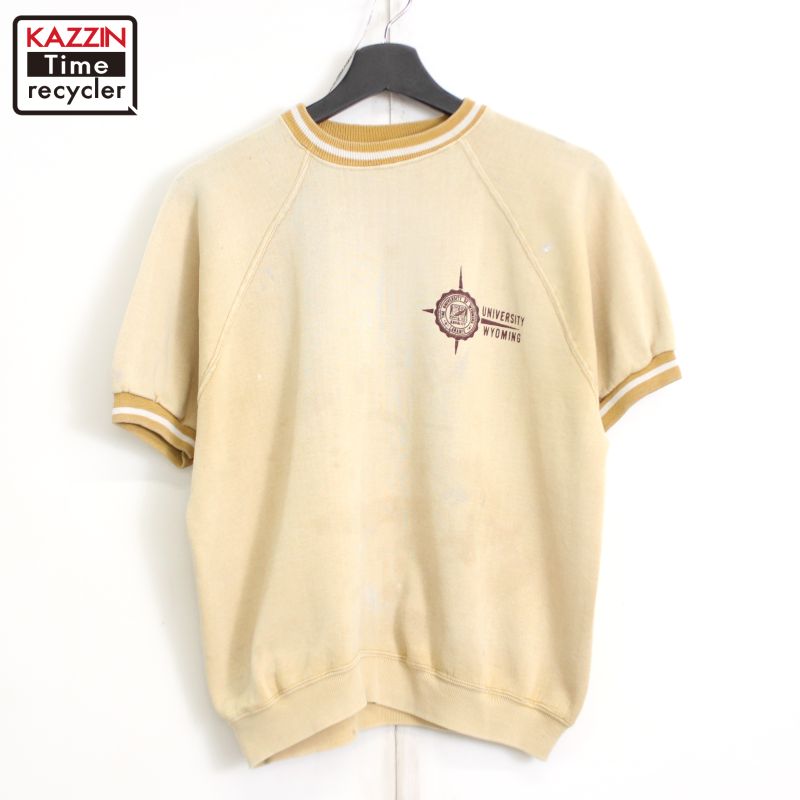 お*ん様 60s スウェット　ヴィンスエ　フロッキープリント　ラグラン 60年代 Sportswear VIRGINIA カレッジ フロッキープリント