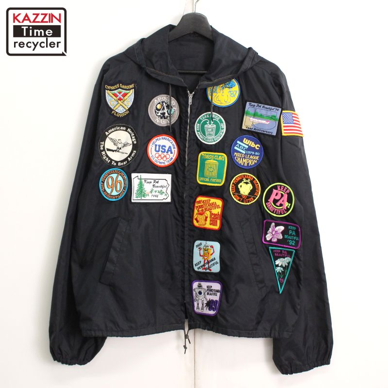 ヴィンテージ 玉虫色 ガウン 羽織りパープルブルー メタリックジャケット 90s ZNJ グッドレギュラー ジップアップジャケット 古着