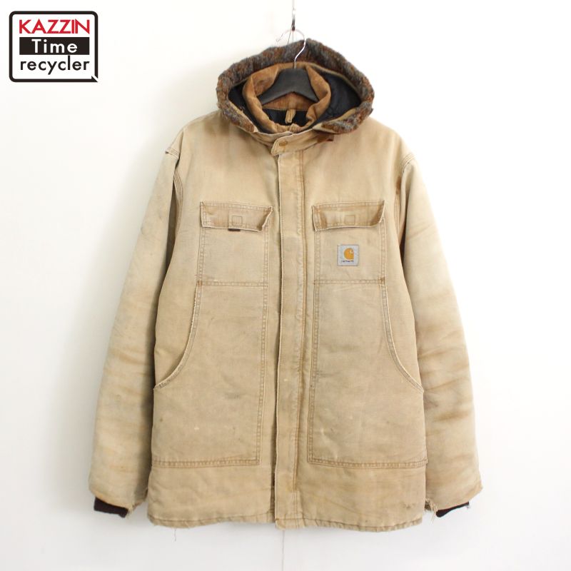 【ドローコード、ダックジャケット】carhartt古着アウターXLサイズ15y. 楽天市場】90s USA製 carhartt カーハート コットン ダック コート 緑