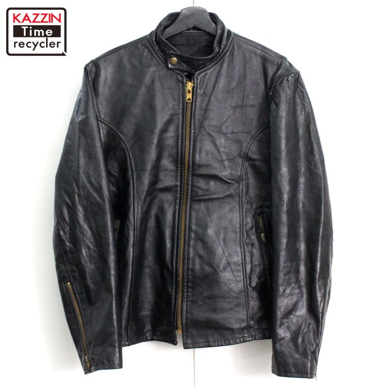 〜80's英国製ヴィンテージ カフェレーサー シングルライダースジャケット 古着 古着 60～70年代 Brooks Leather Sportswear シングルライダース