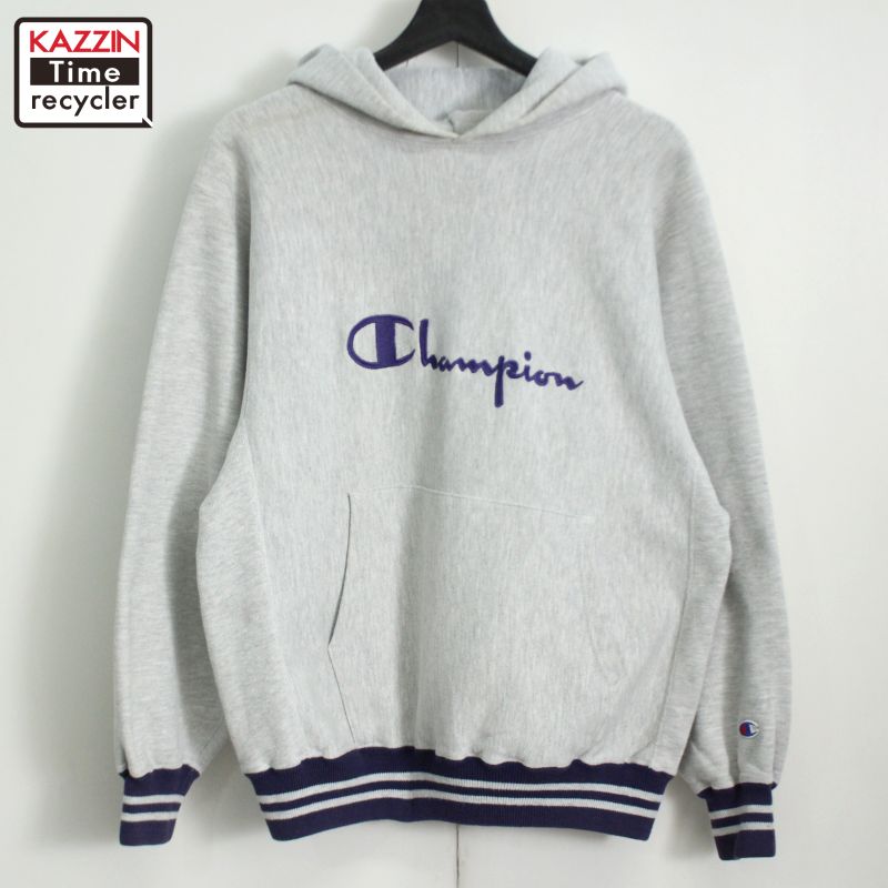 90s USA製 ヴィンテージ チャンピオン Champion リバースウィーブスウェットパーカー 古着 ★ メンズ 表記Lサイズ グレー