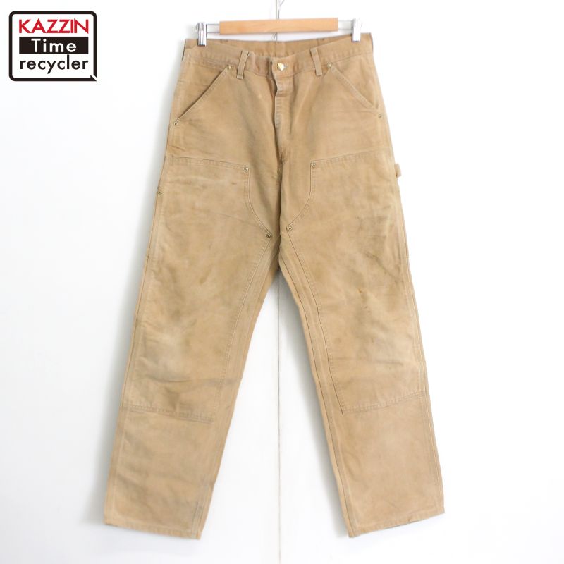 カーハート ダブルニーパンツ Carhartt ペインターパンツ ベージュ 古着 Carhartt ダブルニー ペインターパンツ ベージュ W32×l30相当