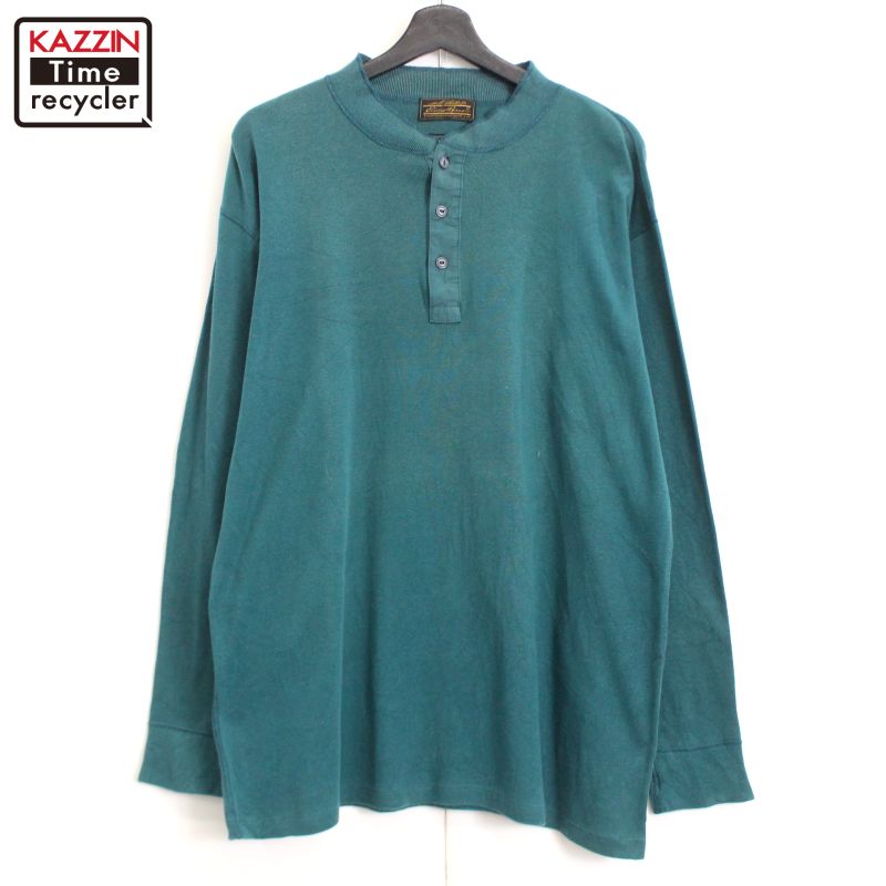90s Eddie Bauer サーマルロンt ヘンリーネック XS 古着 短丈 90s Eddie Bauer サーマルロンt ヘンリーネック XS 古着 短丈