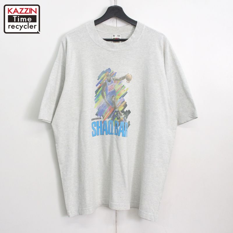 P10倍 90s USA製 ヴィンテージ Fruit of the Loom NBA シャキール・オニール シャック 半袖Ｔシャツ 古着 ★ メンズ 書きあらわすXL大きさ 薄墨色