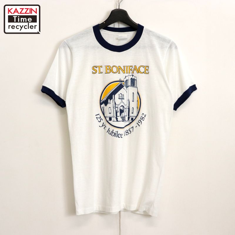 楽天市場】70s USA製 SPRUCE 3段 カレッジ プリント 半袖 リンガー T