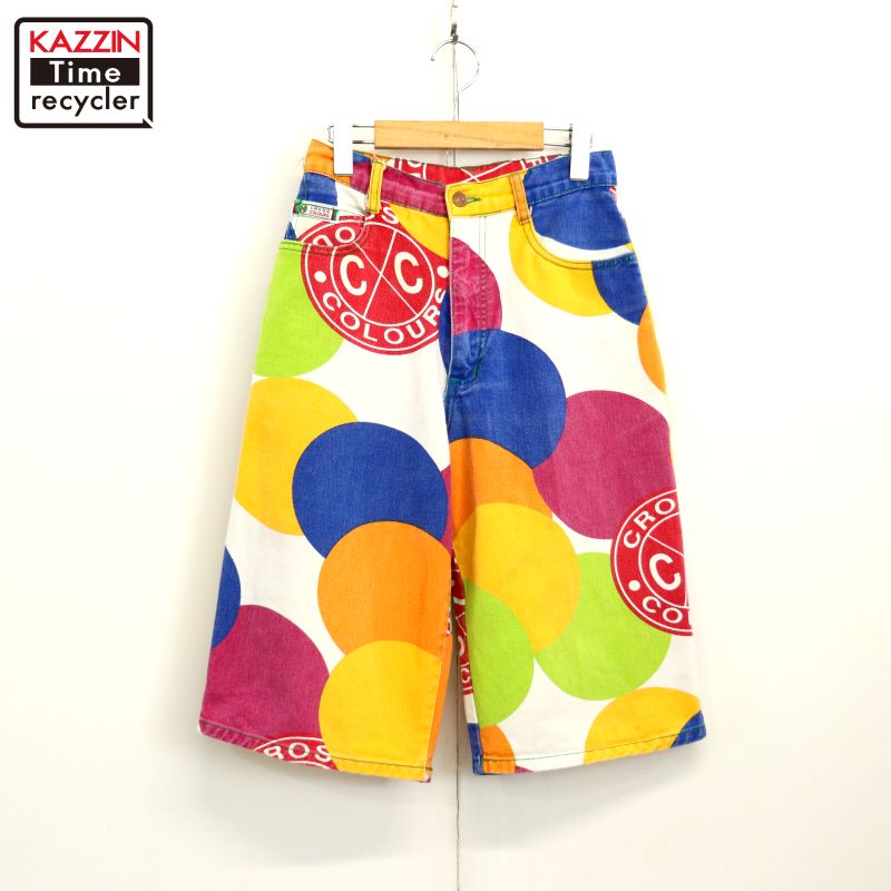 90s USA製 ヴィンテージ CROSSCOLOURS 総柄 ショートパンツ 古着 ★ レディース Mサイズ相当 マルチカラー｜Vintage古着屋 KAZZINTimerecycler