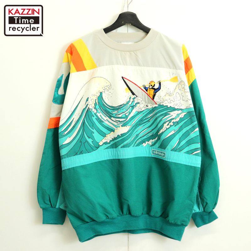 80s ヴィンテージ アディダス adidas AMUZA RIVER  DEVIL\u0027S TOENAIL  カヤック カヌー 流汗 調教師 古着 ★ メンズ XL~大きさ好いかげんに ビッグ大きさ 厚地の外套大きさ マルチ色つや