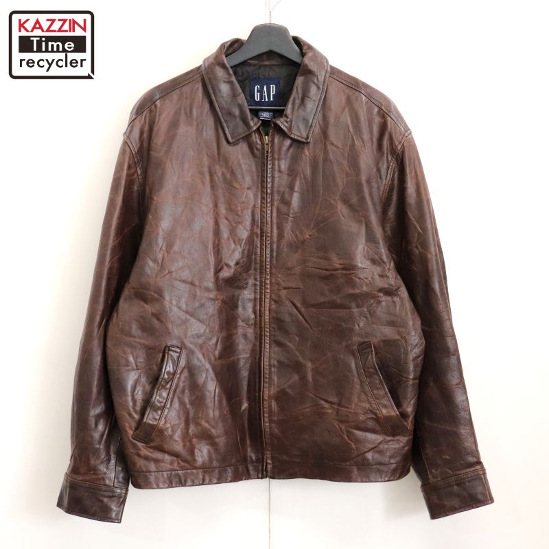 2874【GAP BLUE JEANS】ヴィンテージ　レザージャケットブラウンS VINTAGE GAP Blue Jeans World Standard Brown Leather Jacket