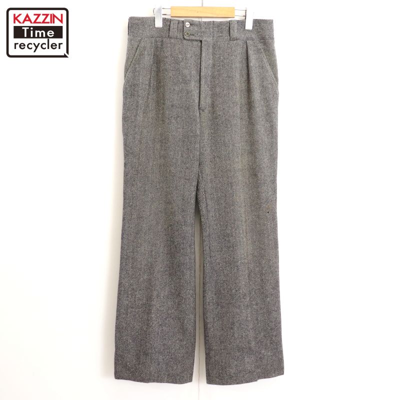 70s ヘリンボーン ウール パンツ スラックス USA 米国製 100026172-2.jpg