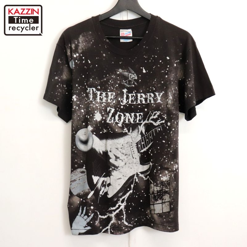 P10倍 90s USA製 ヴィンテージ グレイトフルデッド Grateful Dead THE JERRY ZONE 大判刷り上げる 周波数帯域Ｔシャツ 古着 ★ メンズ 書きあらわすL大いさ 黒いこと
