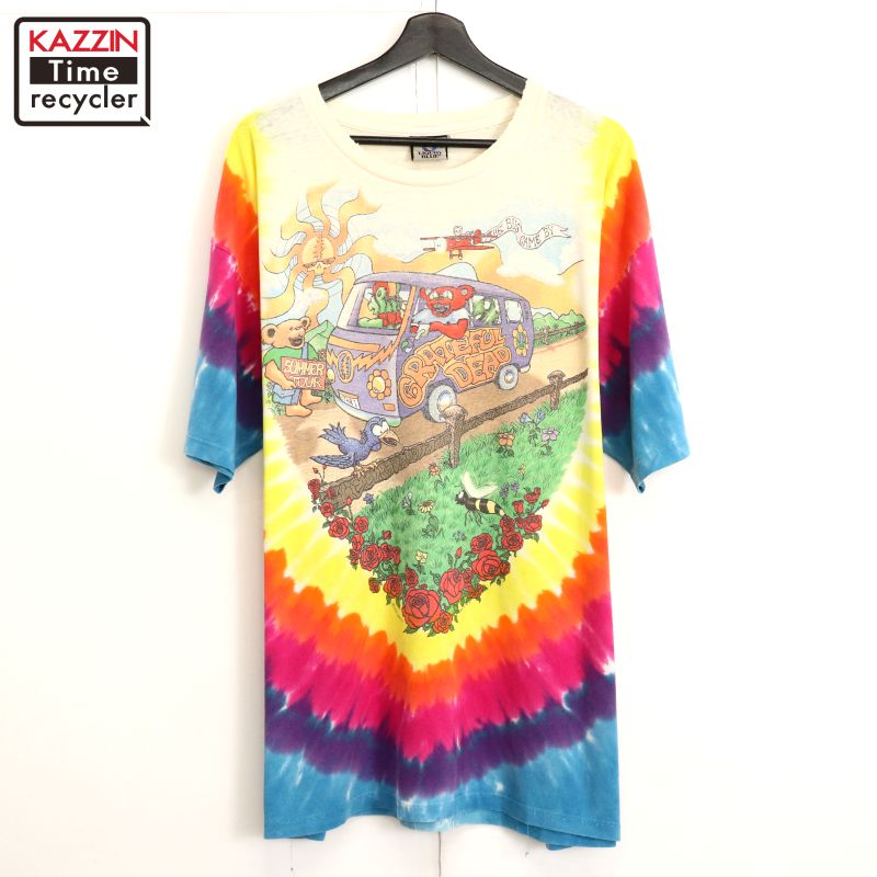 90s USA製 ヴィンテージ グレイトフルデッド Grateful Dead LIQUID BLUE タイダイ柄 バンドTシャツ 古着 ★ メンズ 表記XLサイズ マルチカラー|Vintage古着屋 KAZZINTimerecycler